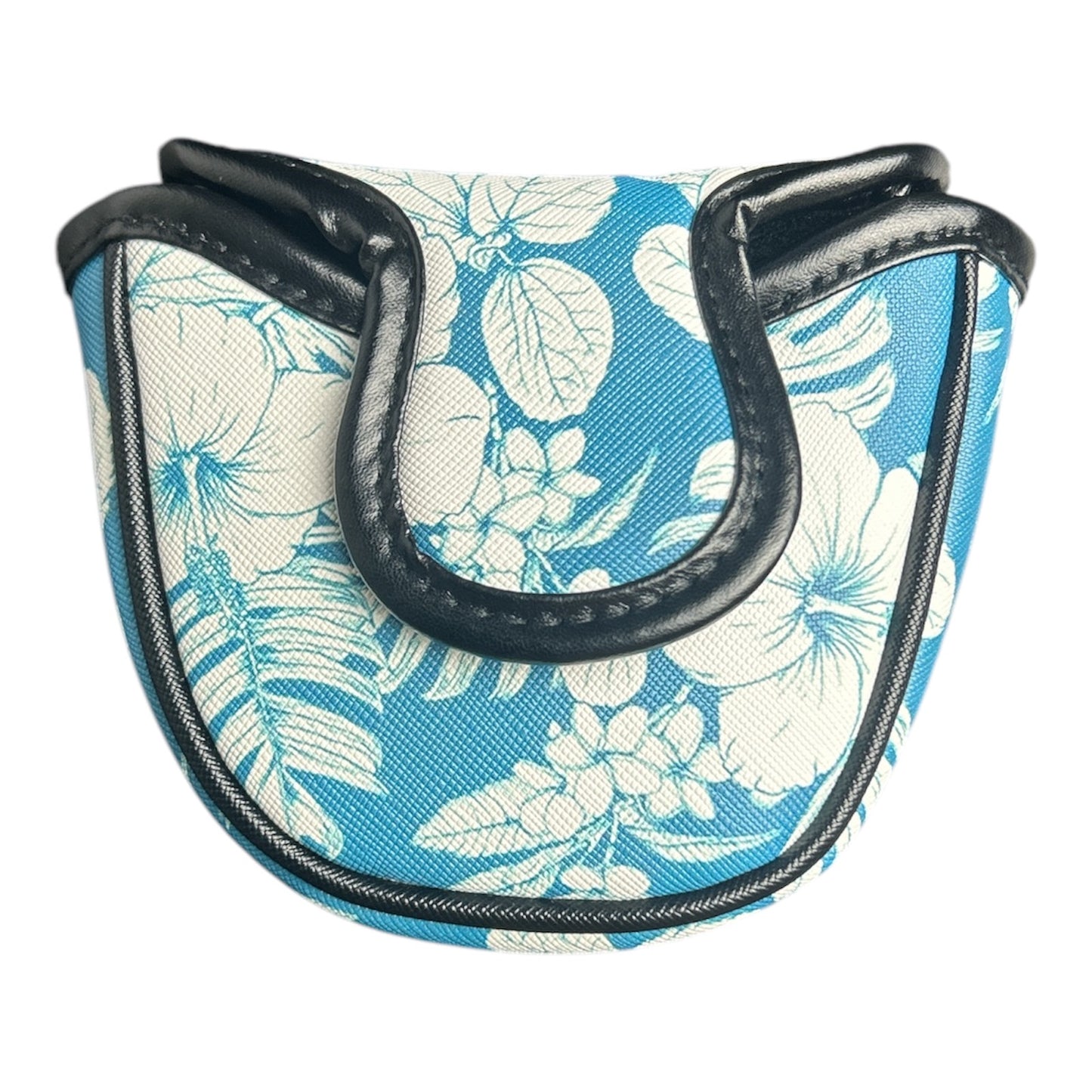 Aqua Blue Floral Hawaiian Mallet Putter Headcover Magnetic Universal Flower