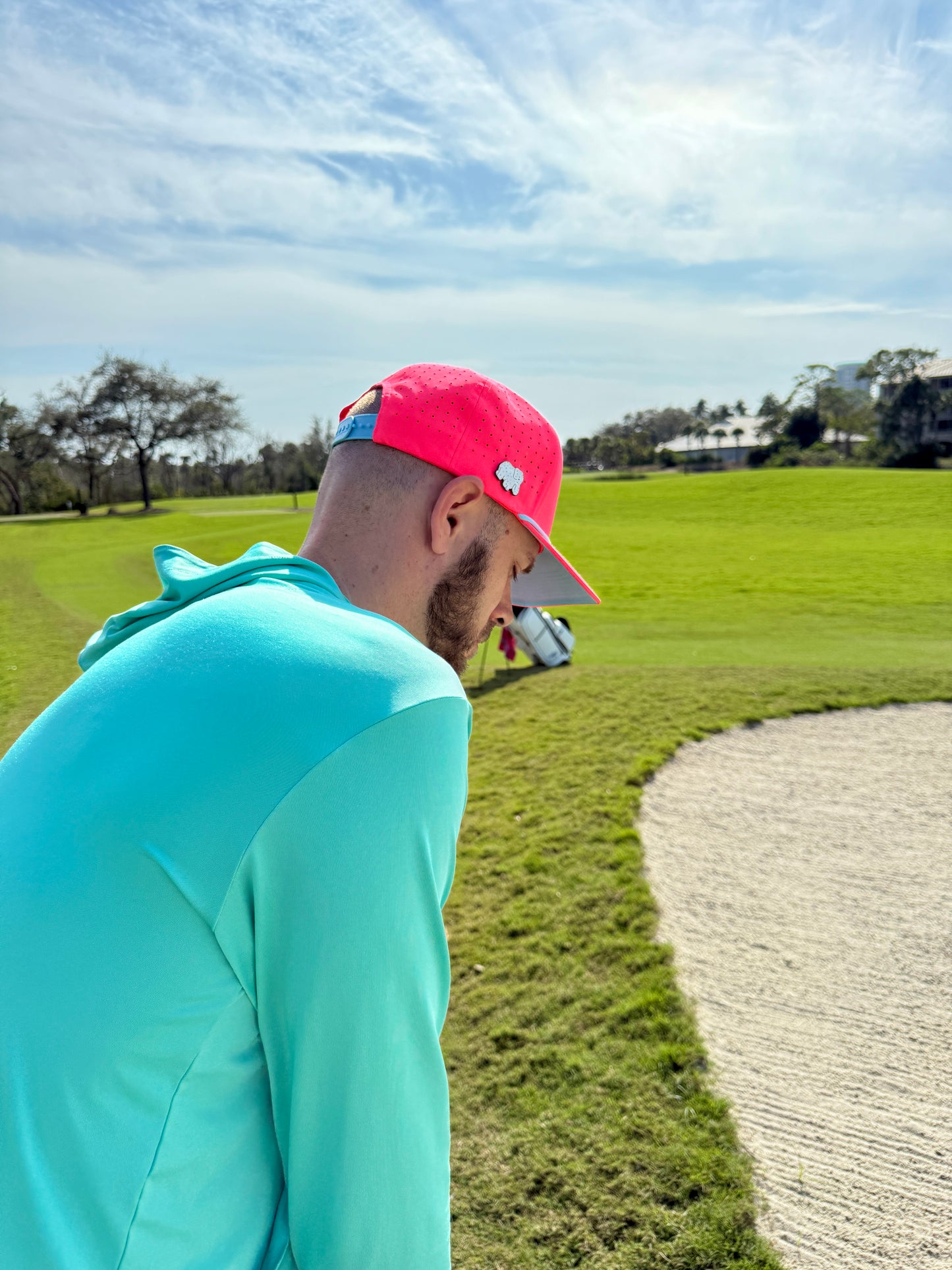 Frosted Elephant Golf Hat | Snapback Cap | Built-in Magnetic Ball Marker Holder + Marker Included | Adjustable | Elephant Cookie Pink
