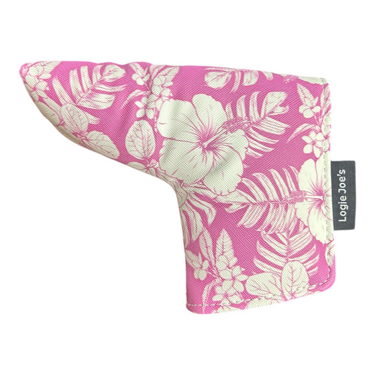 Pink Floral Hawaiian Blade Putter Headcover Magnetic Universal Flower