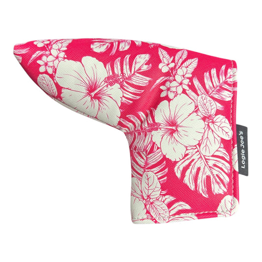 Hot Pink Floral Hawaiian Blade Putter Headcover Magnetic Universal Flower