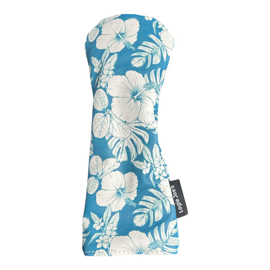 Aqua Blue Floral Hawaiian Hybrid / Rescue Headcover Universal Flower