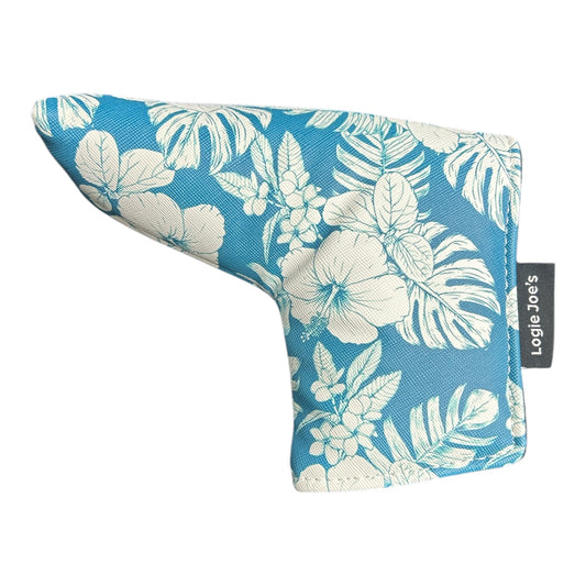 Aqua Blue Floral Hawaiian Blade Putter Magnetic Headcover Universal Flower