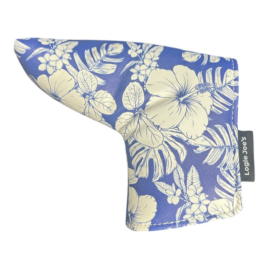 Royal Blue Floral Hawaiian Blade Putter Headcover Magnetic Universal Flower