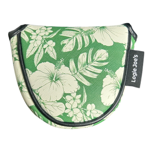 Green Floral Hawaiian Mallet Putter Headcover Magnetic Universal Flower