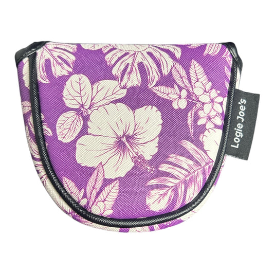 Purple Floral Hawaiian Mallet Putter Headcover Magnetic Universal Flower