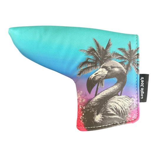 Flamingo Ombré Tropical Blade Putter Headcover Magnetic Universal Pink Teal