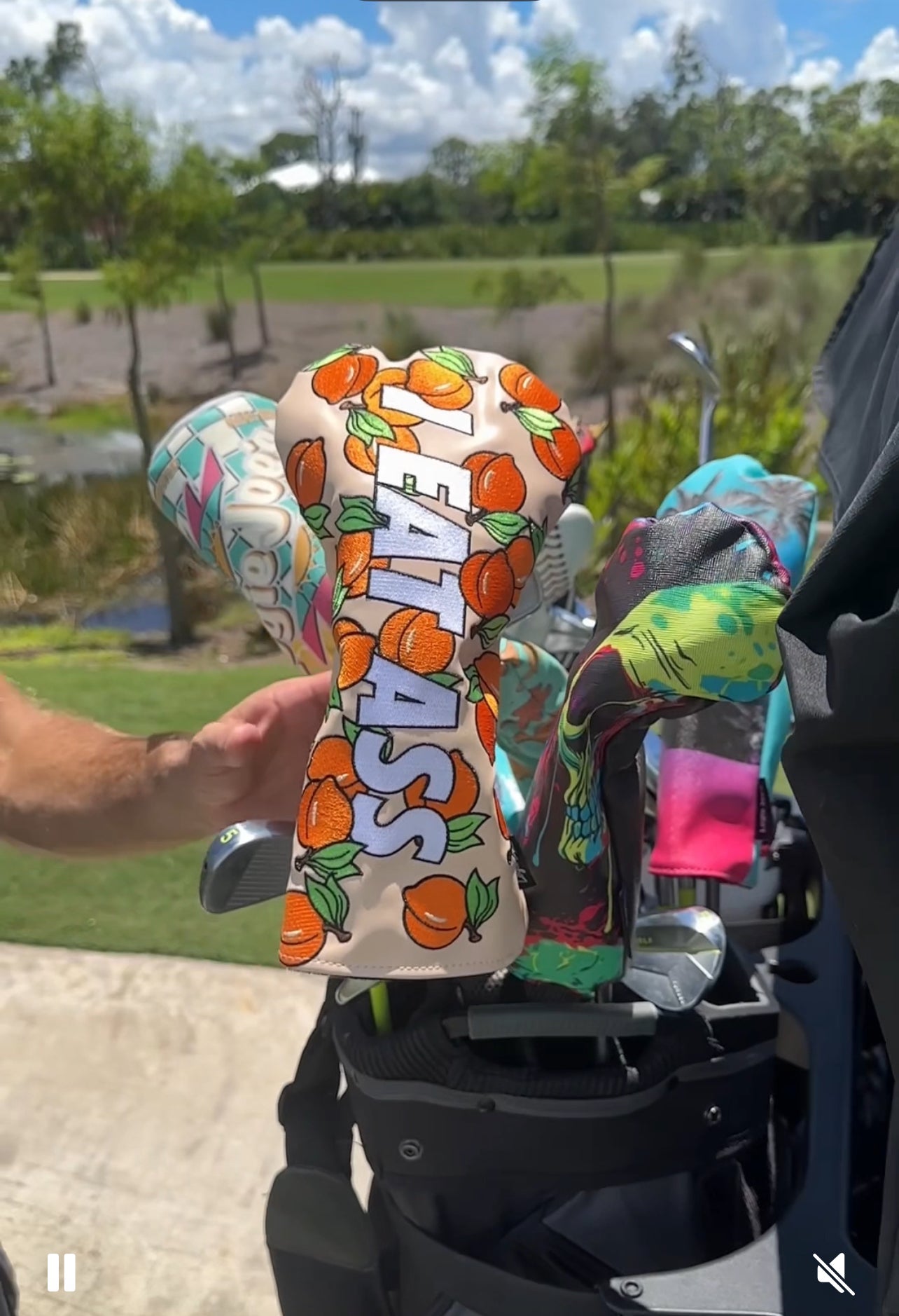 "I Eat Ass" - Peaches N’ Cream Driver Headcover | Premium PU Leather | Fully Embroidered Golf Head Cover | Universal Driver Fit