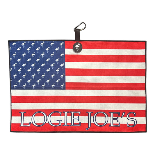 American Flag Logie Joe's Magnetic Microfiber Golf Bag Towel Double Sided Flamingo