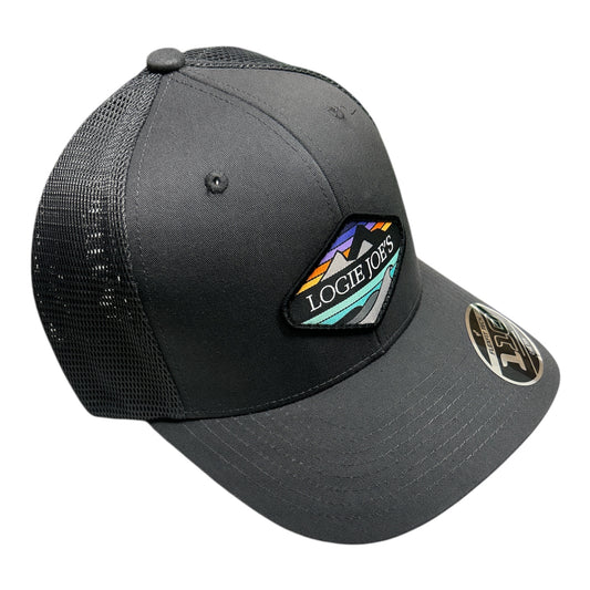 Logie Joe’s Mountain Wave Charcoal Gray FlexFit 110 SnapBack Mesh Hat Yupoong