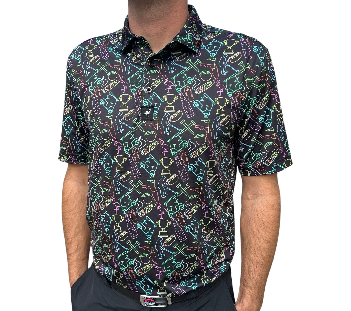 "Miami Slice" Polo 92% Polyester 8% Spandex Athletic Fit Ultimate Comfort & Performance