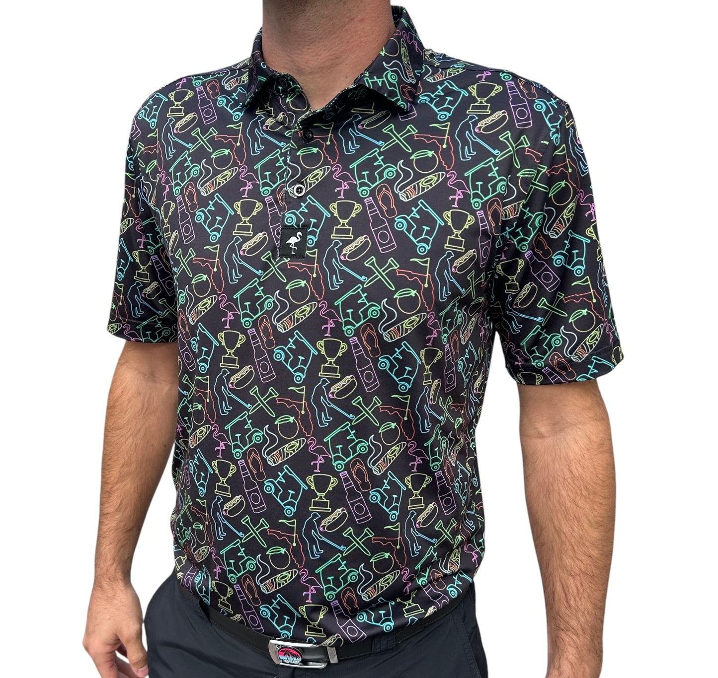 "Miami Slice" Polo 92% Polyester 8% Spandex Athletic Fit Ultimate Comfort & Performance