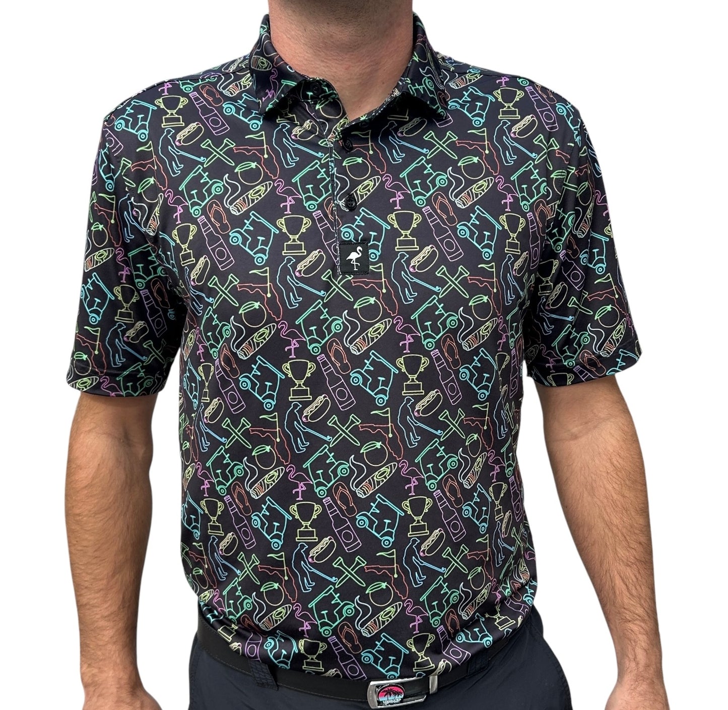 "Miami Slice" Polo 92% Polyester 8% Spandex Athletic Fit Ultimate Comfort & Performance