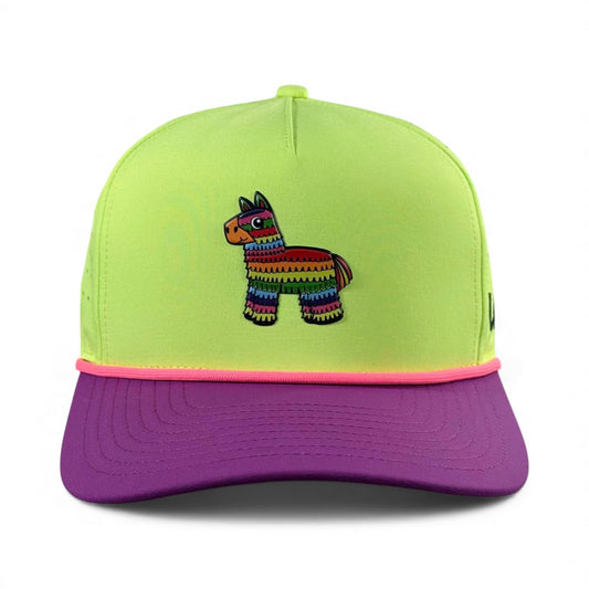 I'd Hit That Piñata Golf Hat | Snapback Cap | Built-in Magnetic Ball Marker Holder + Marker Included | Adjustable | Llama Multicolor