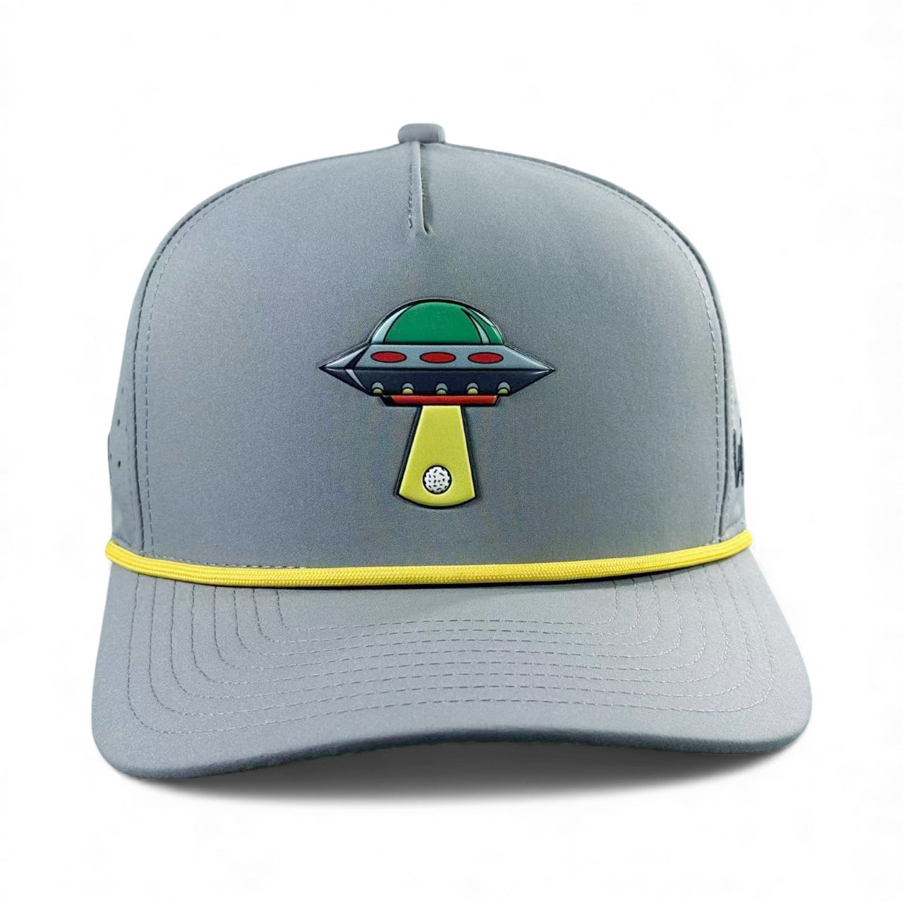 UFO Golf Hat | Snapback Cap | Built-in Magnetic Ball Marker Holder + Marker Included | Adjustable | Alien Gray