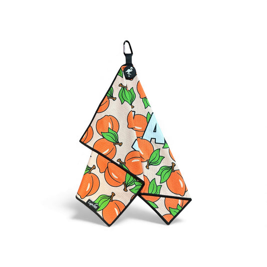 I Eat Ass Peaches N’ Cream Golf Towel | Premium Double-Sided Microfiber | Heavy-Duty Magnetic Towel with Carabiner Clip | 24 x 16 in