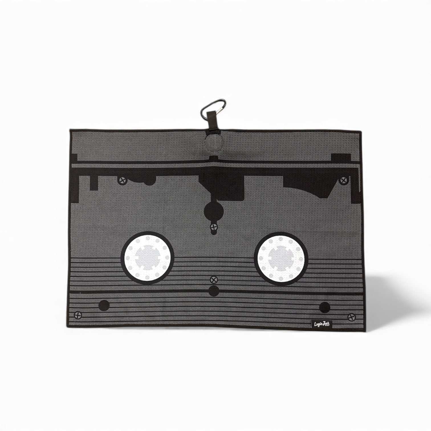 Logie Joe’s VHS Tape Golf Towel | Premium Double-Sided Microfiber | Heavy-Duty Magnetic Towel with Carabiner Clip | 24 x 16 in