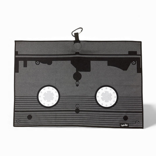 VHS Tape Golf Towel | Premium Double-Sided Microfiber | Heavy-Duty Magnetic Towel with Carabiner Clip | 24 x 16 in