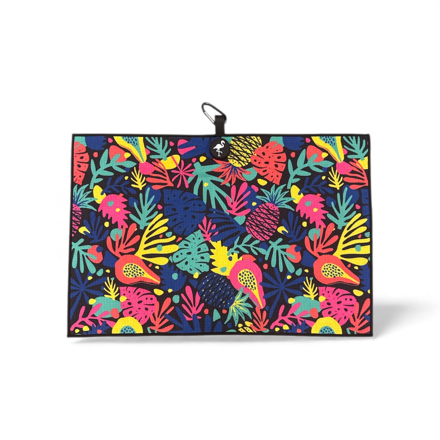 Logie Joe’s Pineapple Guava Golf Towel | Premium Double-Sided Microfiber | Heavy-Duty Magnetic Towel with Carabiner Clip | 24 x 16 in