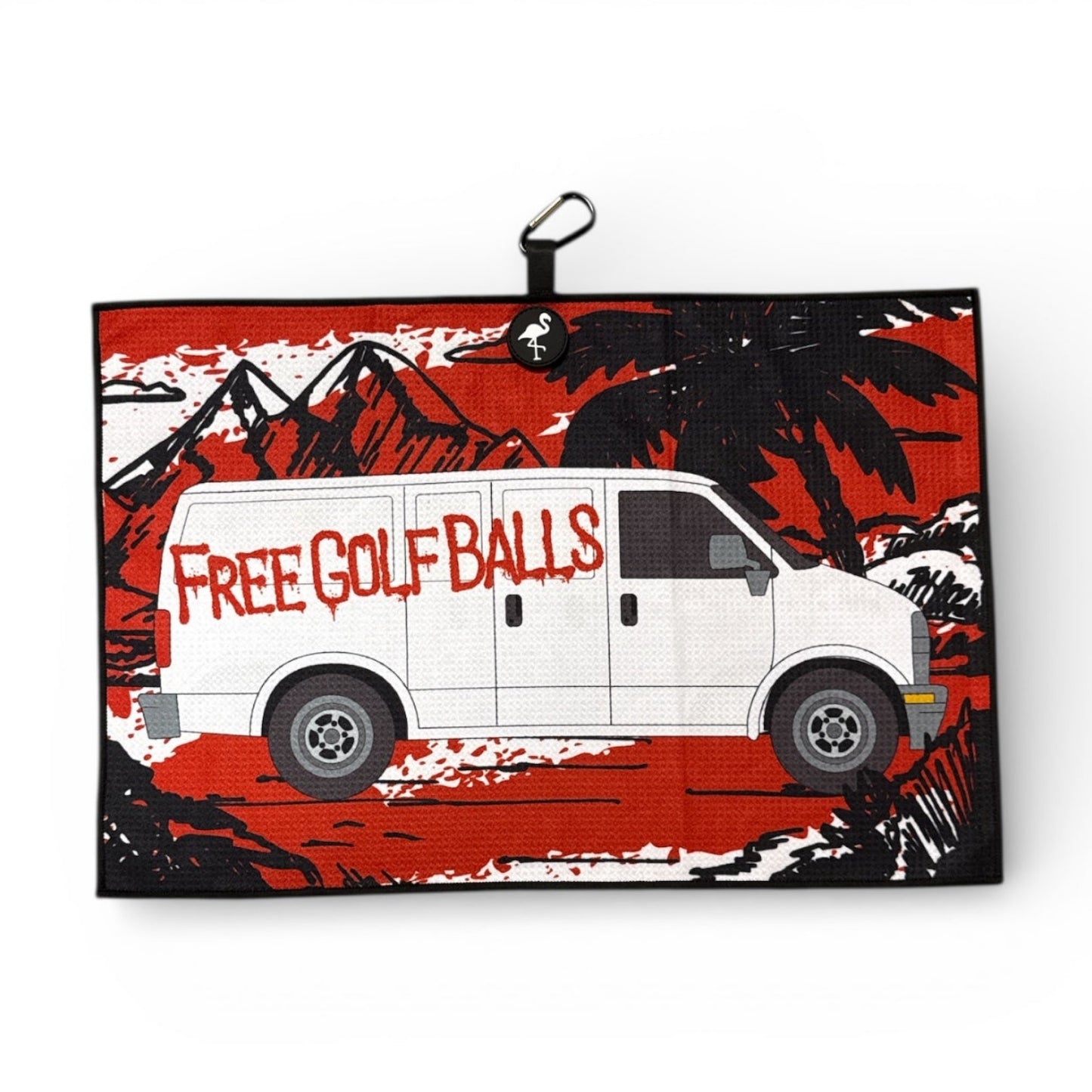 Free Golf Balls Van Golf Towel | Premium Double-Sided Microfiber | Heavy-Duty Magnetic Towel with Carabiner Clip | 24 x 16 in