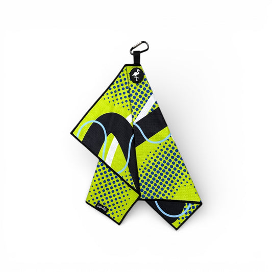 Neon Current Golf Towel | Premium Double-Sided Microfiber | Heavy-Duty Magnetic Towel with Carabiner Clip | 24 x 16 in