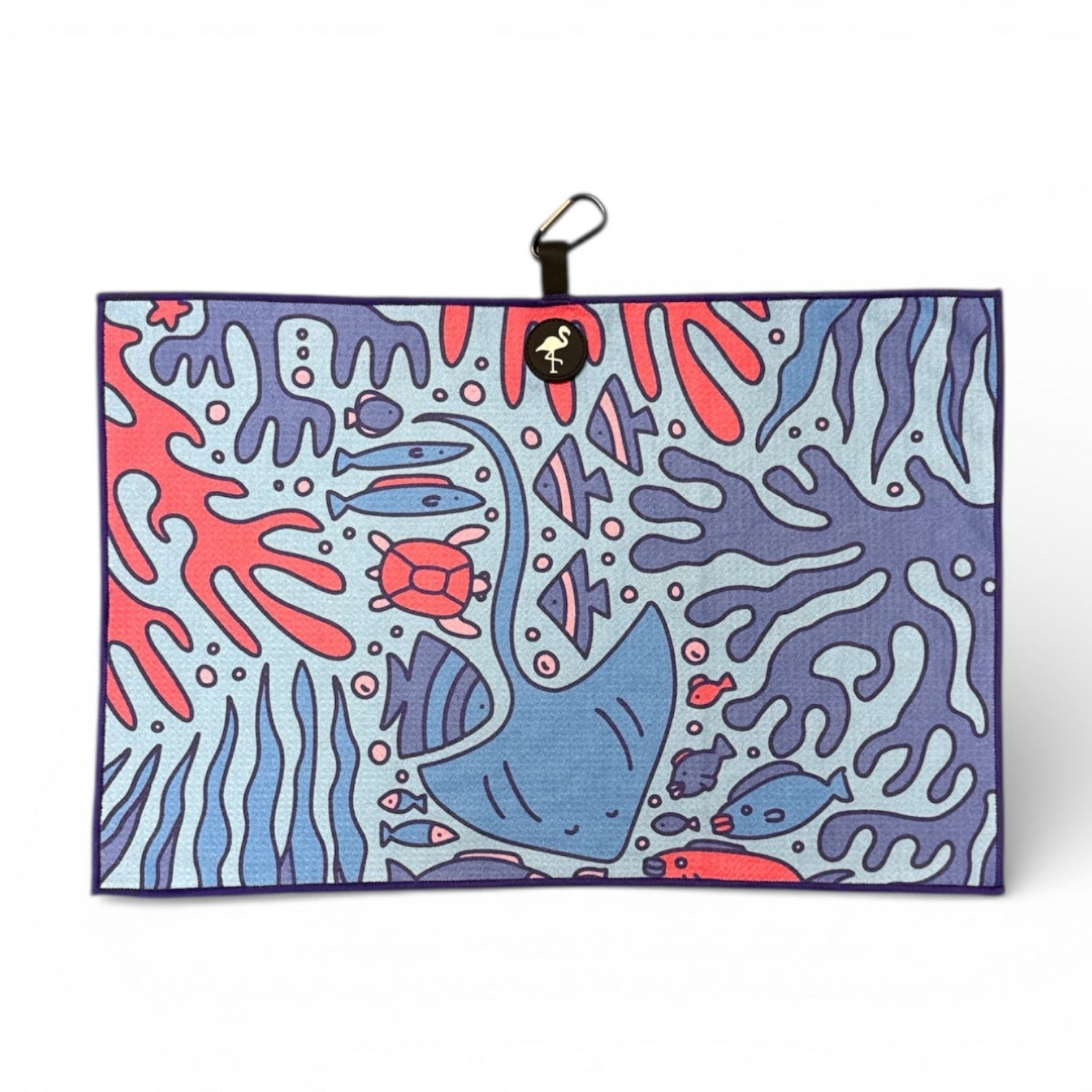 Coral Reef Golf Towel | Premium Double-Sided Microfiber | Heavy-Duty Magnetic Towel with Carabiner Clip | 24 x 16 in
