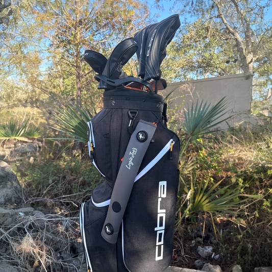 Gray Magnetic Golf Cart Strap Sleeve | Neoprene Rubber | Dual Accessory Magnets | Glove Holder with Velcro | Carabiner Bag Attachment | 18.5 x 3.5 in