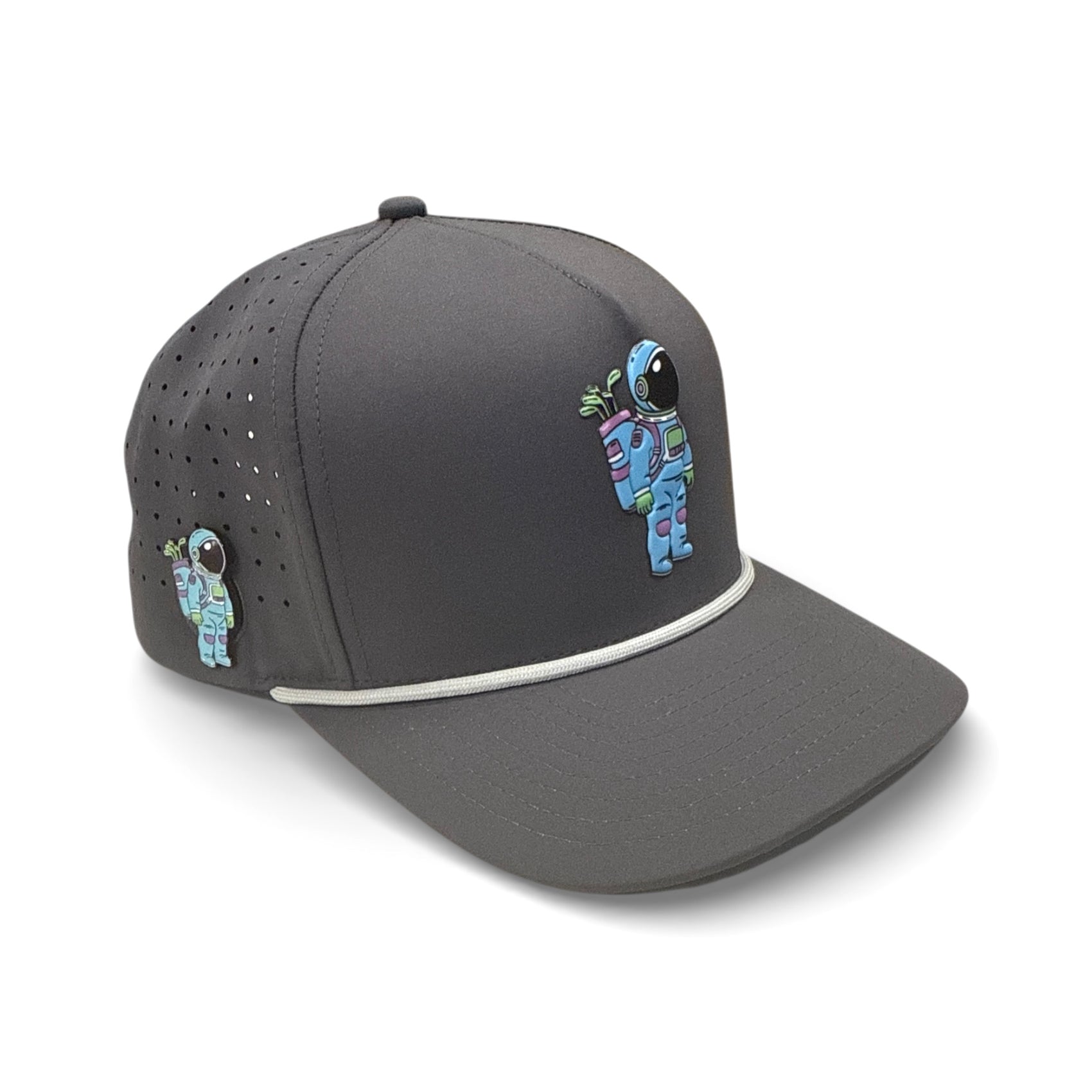 Astronaut Walker Golf Hat | Snapback Cap | Built-in Magnetic Ball Marker Holder + Marker Included | Adjustable Gray