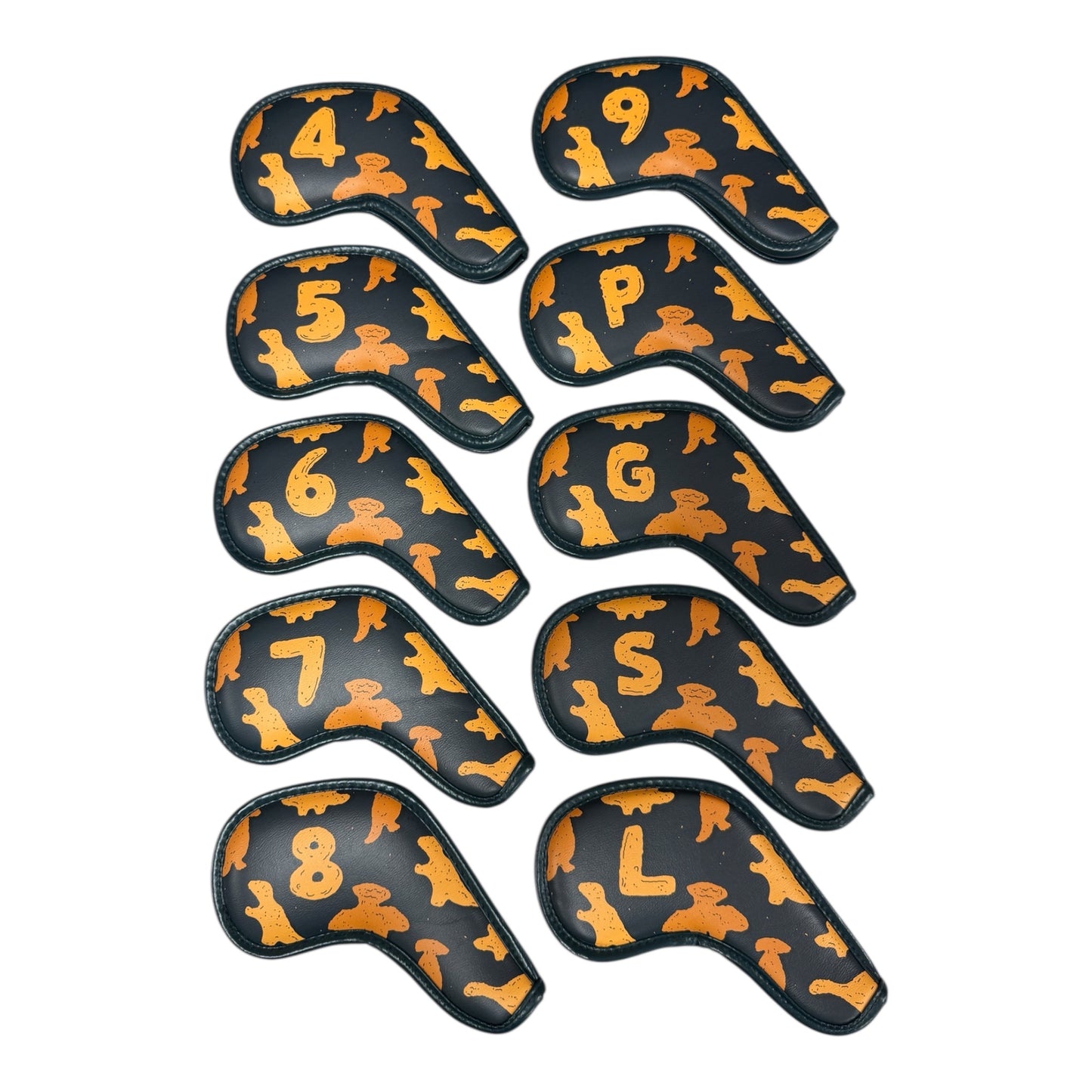 Dino Nugget Iron Covers Set | Magnetic Closure | 10-Piece Iron Headcover Set (4–9, P, G, S, L) | Premium PU Leather