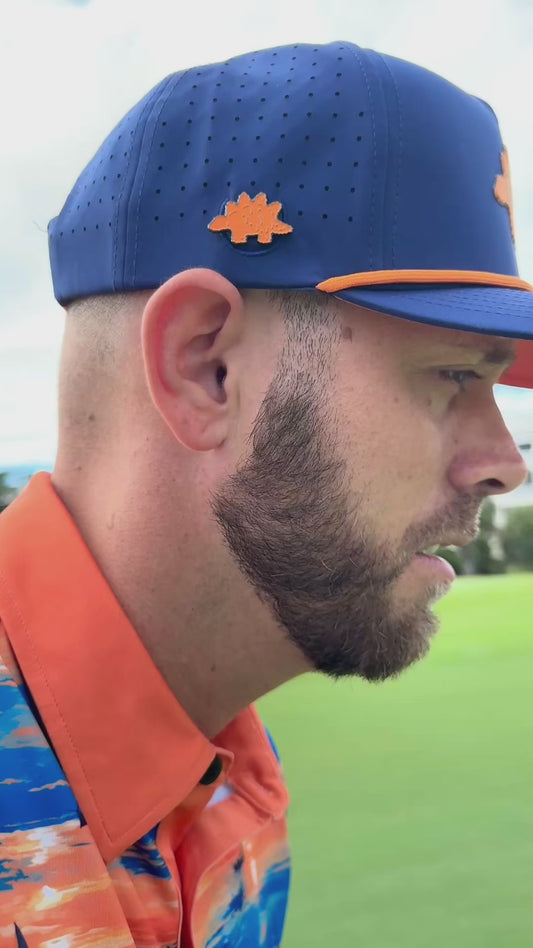 Dino Nugget Golf Hat | Snapback Cap | Built-in Magnetic Ball Marker Holder + Marker Included | Dinosaur Chicken | Adjustable